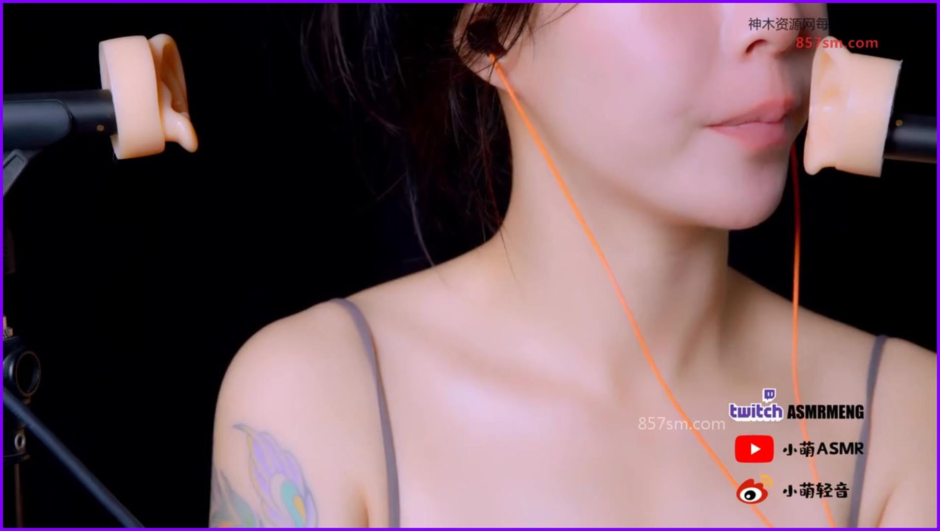 小萌ASMR口腔音吊带舔耳